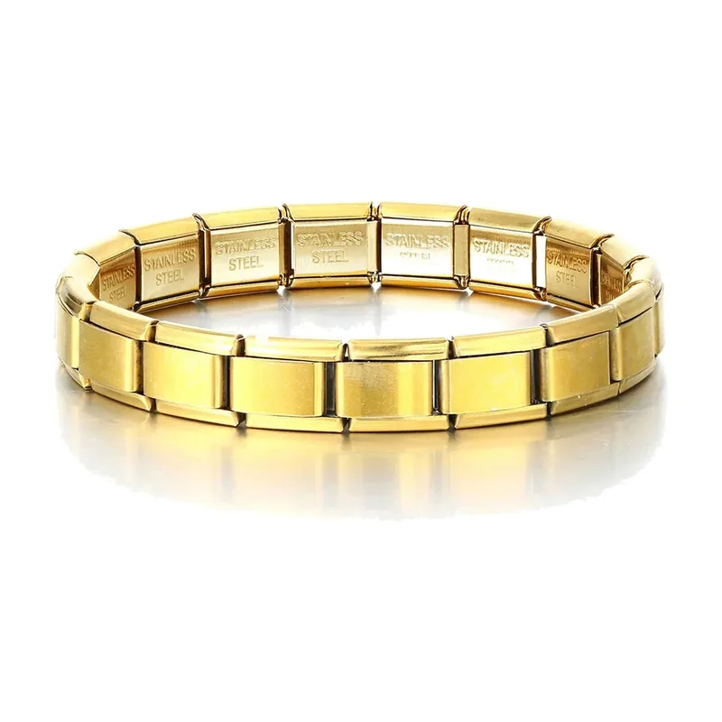 Pulsera de Eslabones Planos Estilo Italiano, Acero Inoxidable