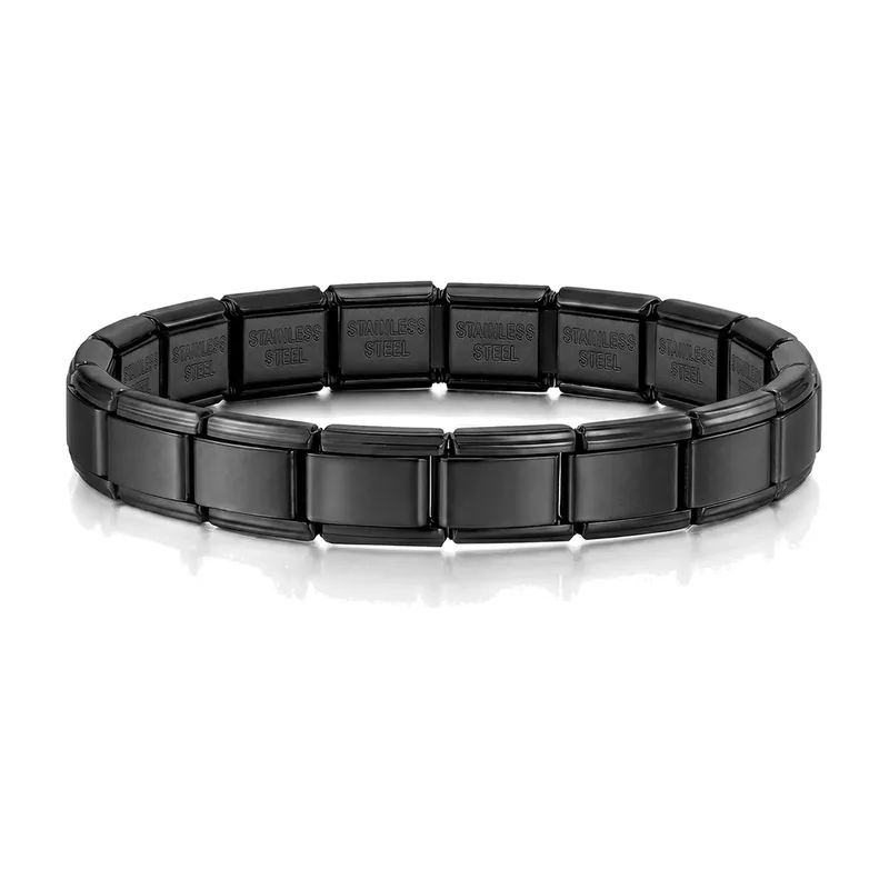 Pulsera de Eslabones Planos Estilo Italiano, Acero Inoxidable