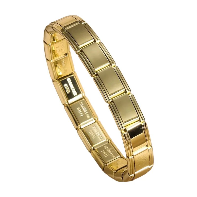 Bracciale Modulare a Piastre Rettangolari, Acciaio Inossidabile