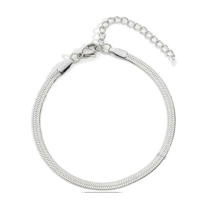 Bracciale a Catena Snake Piatta, Acciaio Inossidabile