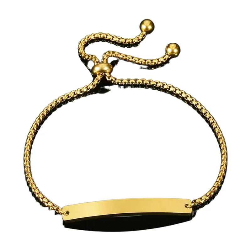ID Plate Box Chain Bracelet, 316L Stainless Steel