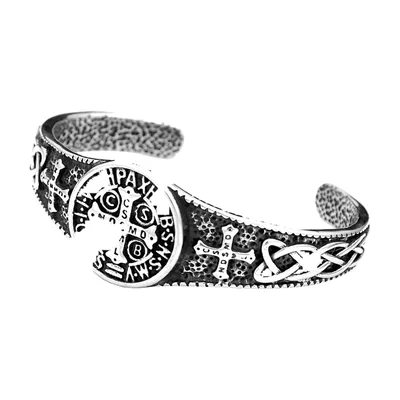 Bracelet Jonc Médaille Saint Benoît, Acier Inoxydable 316L