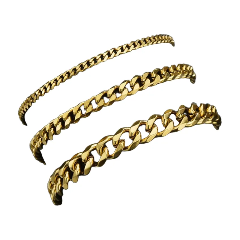 Pulsera de Eslabones Cubanos, Acero Inoxidable Color Oro