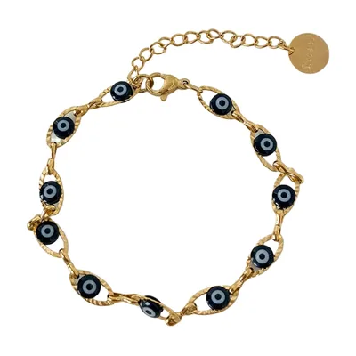 Bracelet avec Œil Protecteur et Chaîne Torsadée, Acier Inoxydable