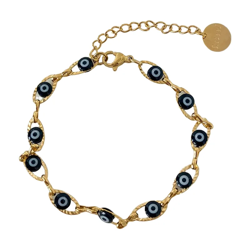 Bracciale con Occhio di Allah e Catena Intrecciata, Acciaio Inox