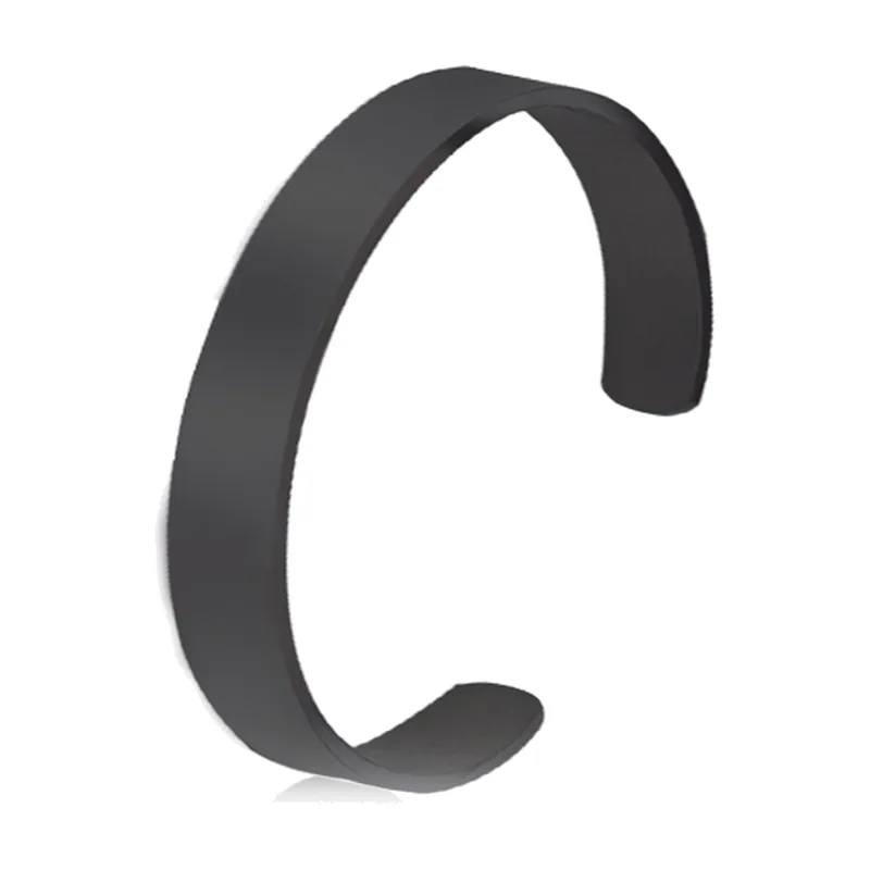 Bracelet Jonc Minimaliste, Acier Inoxydable Noir Mat