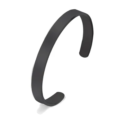 Bracelet Jonc Minimaliste, Acier Inoxydable Noir Mat