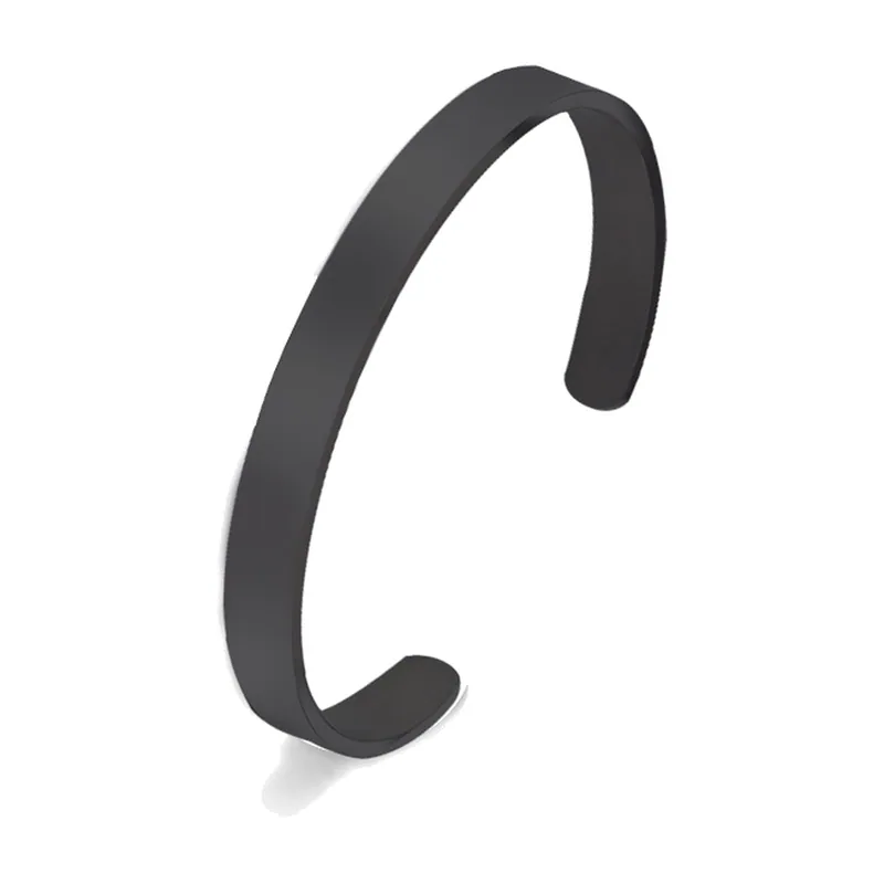 Bracciale a Cuff Minimalista, Acciaio Inossidabile Nero Opaco