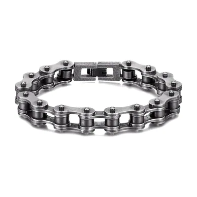 Motorradkette Gliederarmband, Edelstahl Gunmetal