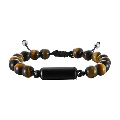 Bracciale in perle di occhio di tigre con urna, Acciaio Inossidabile