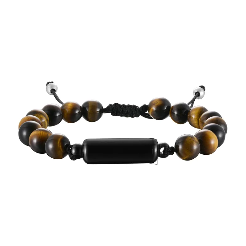 Tigerauge Perlenarmband mit Urne aus 316L Edelstahl