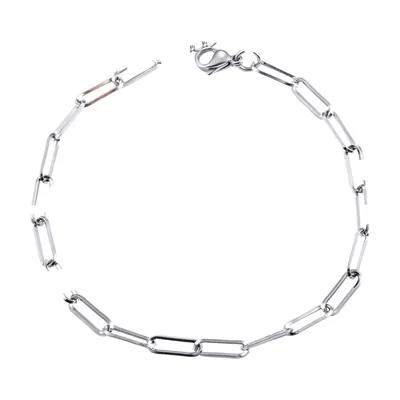 Bracciale a Maglie Rettangolari Paperclip, Acciaio Inox 316L
