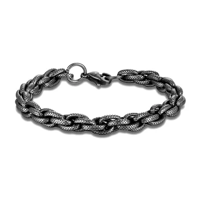 Cuban Link Curb Chain Bracelet, Antique Stainless Steel