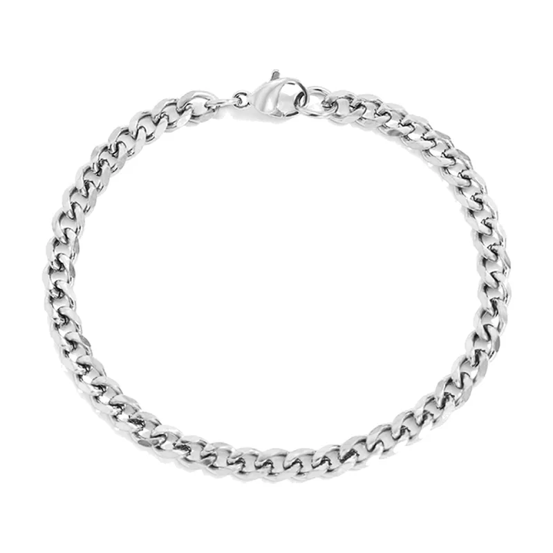 Cuban Curb Chain Armband, Edelstahl