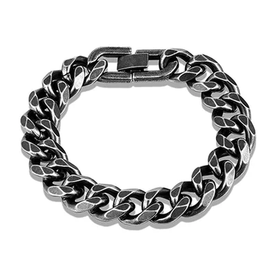 Cuban Link Curb Chain, Grey Stainless Steel