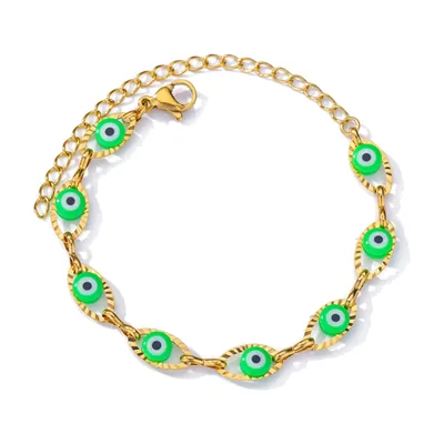 Bracciale Occhio di Allah con Catena a Maglie, Acciaio Inossidabile Oro