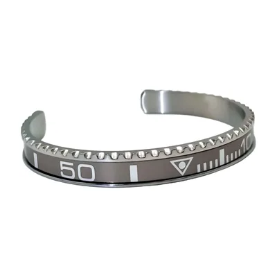 Bracciale a Monachella Aperto con Dettagli Numerici, Acciaio Inox 316L
