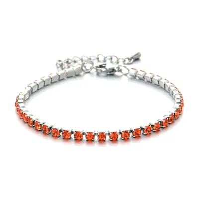 Bracciale Tennis con Zirconia Cubica Rossa, Acciaio Inossidabile