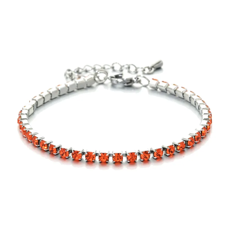 Tennis-Armband mit roten Cubic Zirconia, Edelstahl