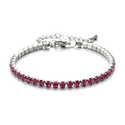 Bracciale Tennis con Zirconi Rossi, Acciaio Inossidabile 316L