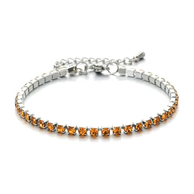 Bracciale Tennis con Zirconia Arancione, Acciaio Inossidabile