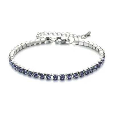 Bracciale Tennis con Zirconi Blu, Acciaio Inossidabile 316L