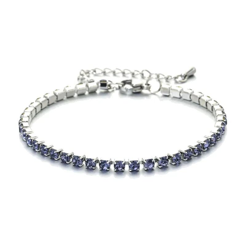 Pulsera Tennis con Circonitas Azules, Acero Inoxidable 316L