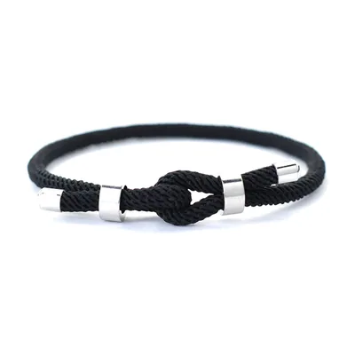 Bracciale Portafortuna in Corda Rossa con Nodo, Acciaio Inossidabile