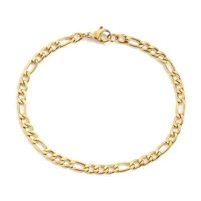 Bracciale a Catena Figaro, Acciaio Inossidabile Color Oro