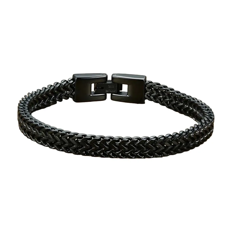 Bracelet Chaîne Double Maille Style Biker, Acier Inoxydable 316L