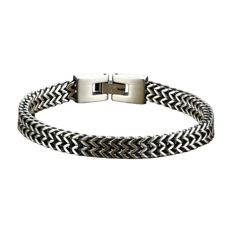 Bracelet Chaîne Double Maillon Style Biker, Acier Inoxydable