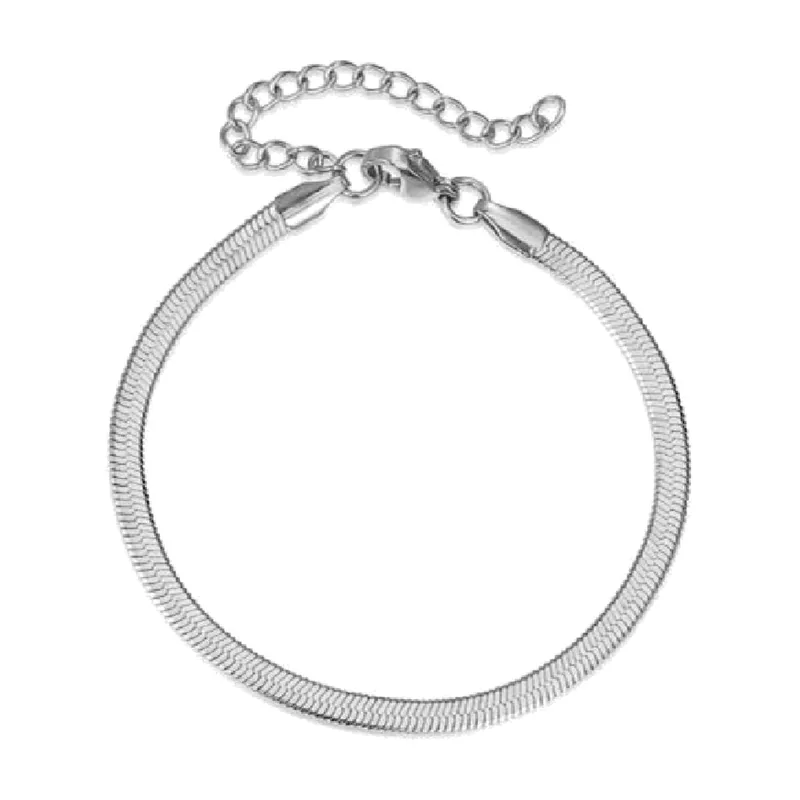 Bracciale a Catena Snake Piatta, Acciaio Inossidabile 316L