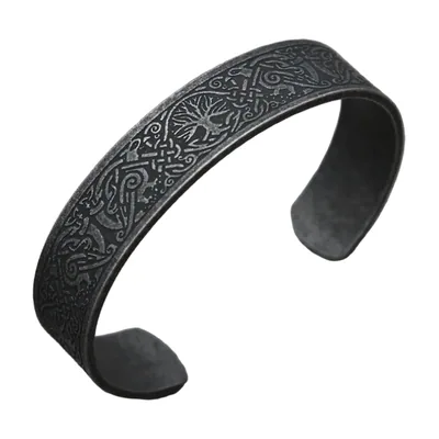 Bracelet Jonc Viking Yggdrasil Arbre de Vie, Acier Inoxydable