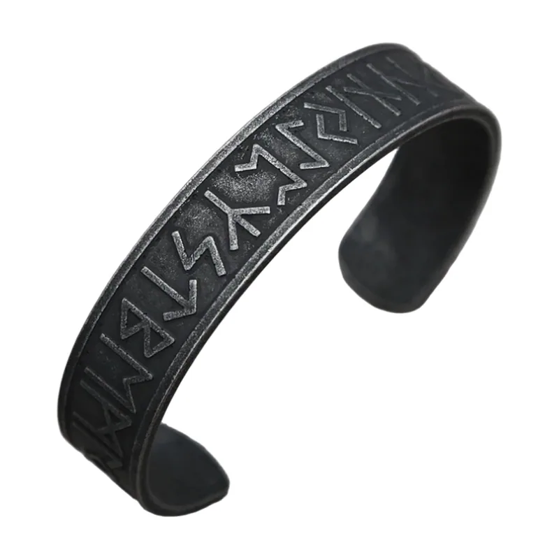 Bracelet Jonc Runes Vikings, Acier Inoxydable 316L