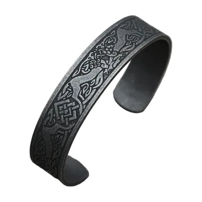 Bracelet Jonc Viking Arbre de Vie Yggdrasil, Acier Inoxydable