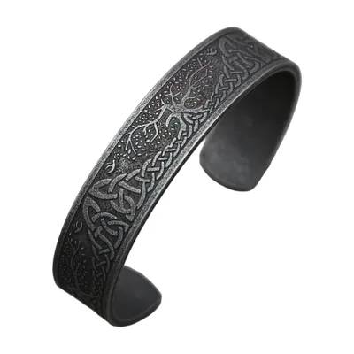 Bracelet Jonc Viking Arbre de Vie Yggdrasil, Acier Inoxydable