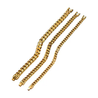 Bracciale a Maglie Cubane, Acciaio Inossidabile Color Oro