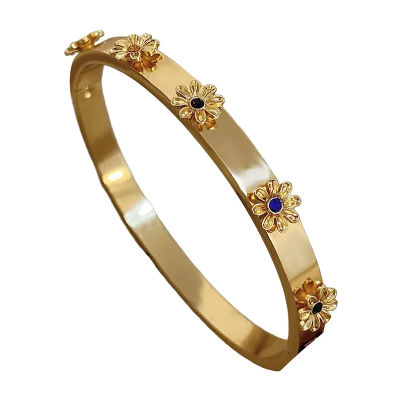 Bracciale Rigido Motifiore con Pietre Blu, Acciaio Inossidabile