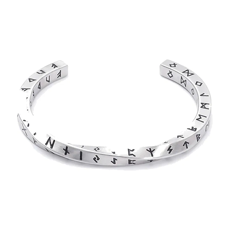 Bracelet Jonc Runes Viking, Acier Inoxydable 316L