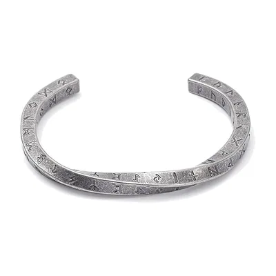Bracelet Jonc Mobius aux Runes Viking, Acier Inoxydable