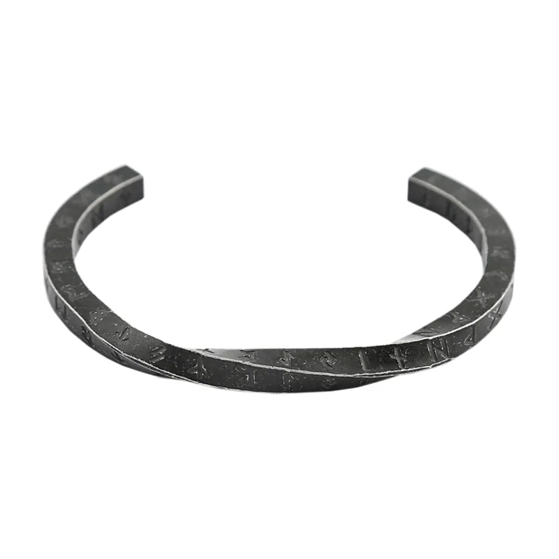 Bracelet Jonc Mobius aux Runes Vikings, Acier Inoxydable