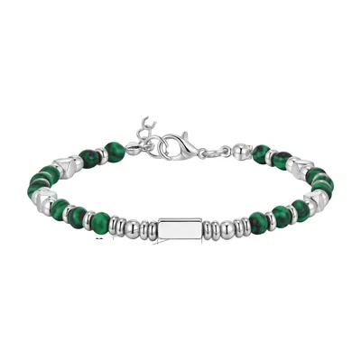 Bracciale con perle di occhio di tigre e acciaio 316L