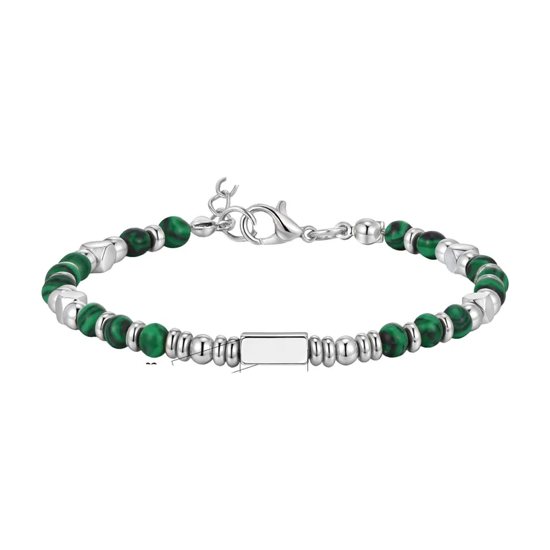 Bracciale con perle di occhio di tigre e acciaio 316L