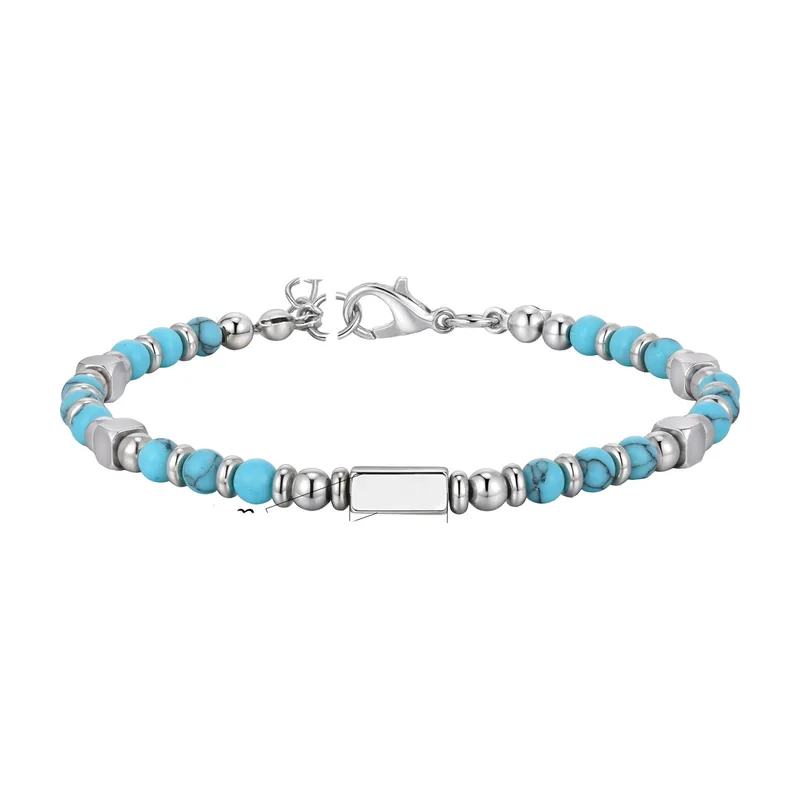 Tigerauge Perlenarmband mit 316L Edelstahl-Elementen