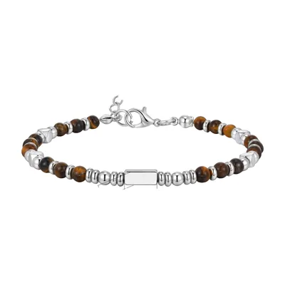 Bracciale in Pietra Occhio di Tigre e Acciaio Inox 316L