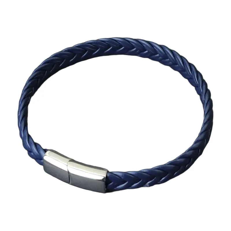 Geflochtenes Lederarmband mit Magnetverschluss, Edelstahl 316L