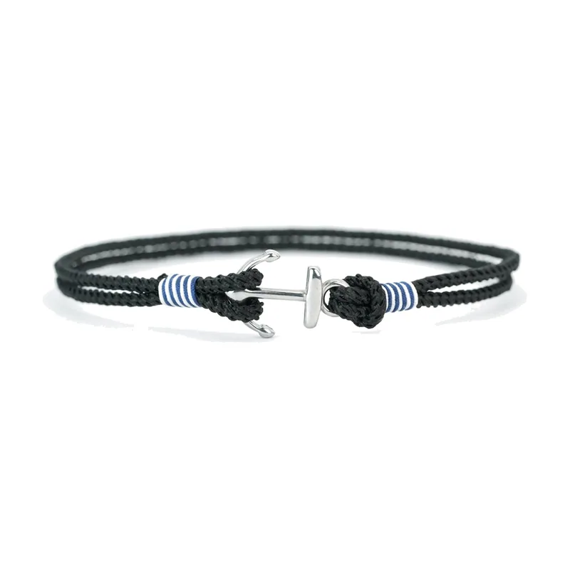 Pulsera de Cuerda Trenzada con Ancla, Acero Inoxidable 316L