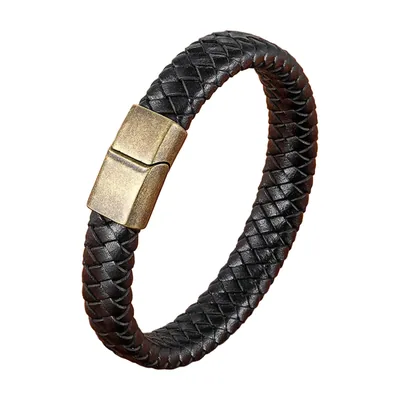 Braided Leather Bracelet with Magnetic Clasp, 316L Stainless Steel