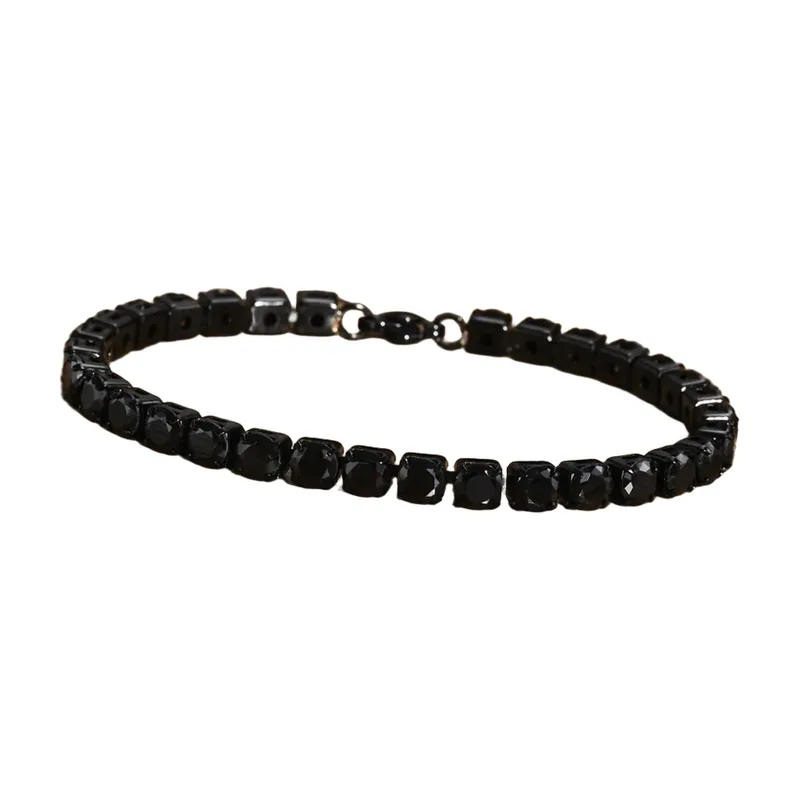Bracciale Tennis con Zirconia Neri, Acciaio Inossidabile