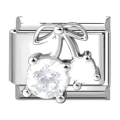 Bracciale a Maglie con Fiocco e Zirconia, Acciaio Inossidabile